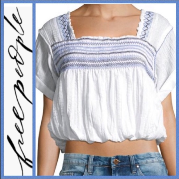 Free People Tops - Free People
Wandering Skies Embroidered Blouse